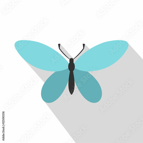 Butterfly with antennae icon. Flat illustration of butterfly with antennae vector icon for web