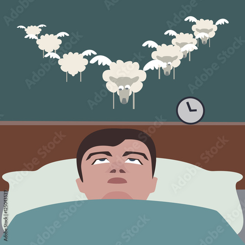 man suffering insomnia funny cartoon