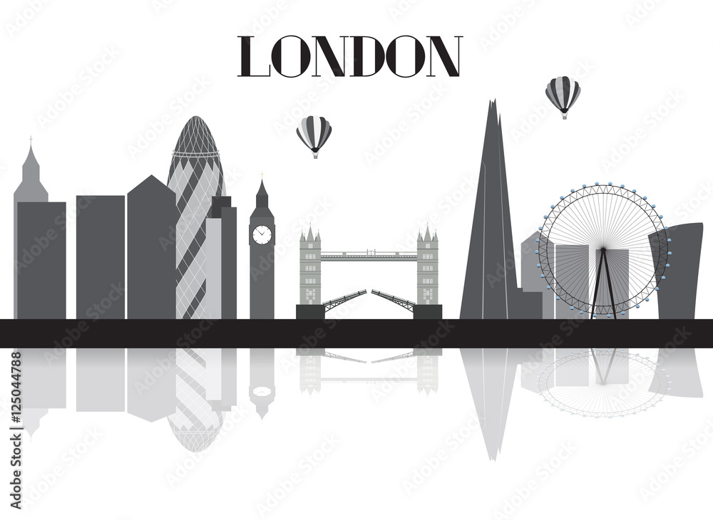 Obraz premium UK, Silhouette London city background. Vector Illustration.