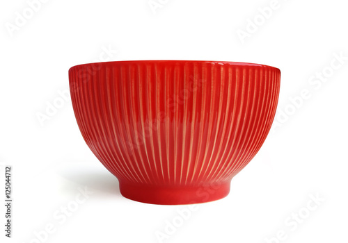 Red contemporary ceramic empty bowl isolated on white background