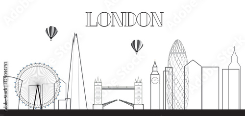UK, Silhouette London city background. Vector Illustration.