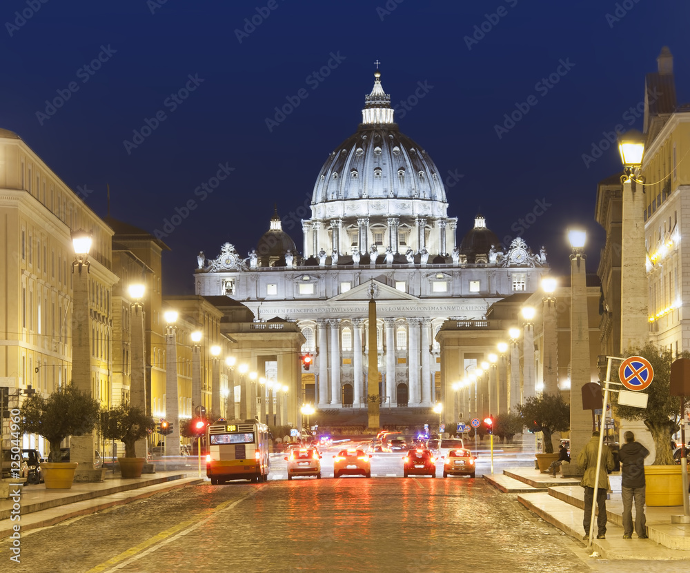 Vatican holy city at night