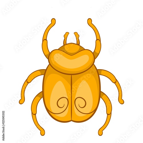 Golden Egyptian scarab beetle icon. Cartoon illustration of scarab vector icon for web design