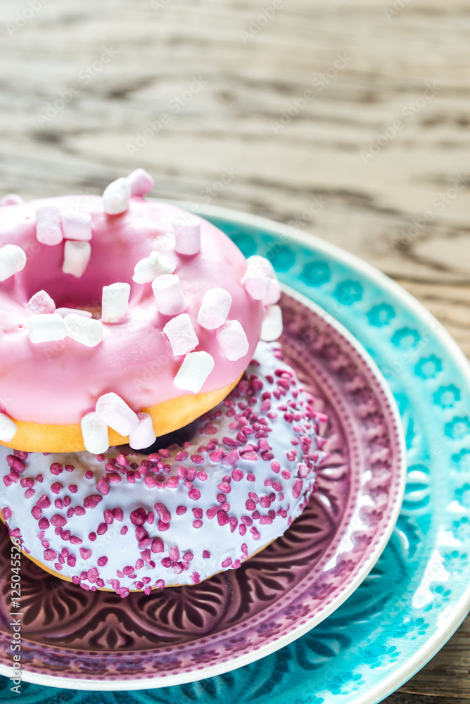 Two donuts on the plate Two donuts on the plate