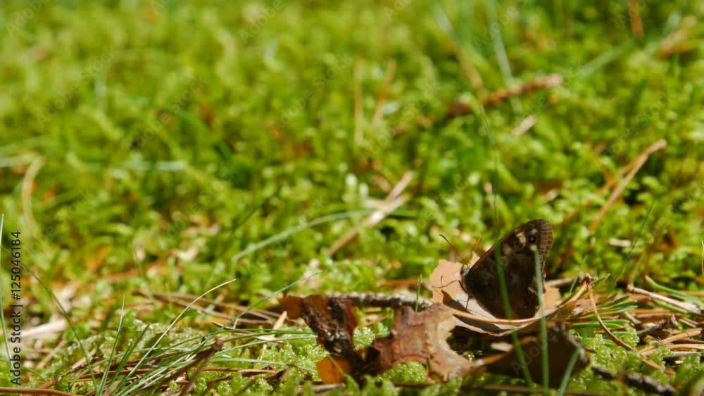 Meadow brown Butterfly resting on the shriveled brawn leaf. Meadow brown Butterfly resting on the shriveled brawn leaf.