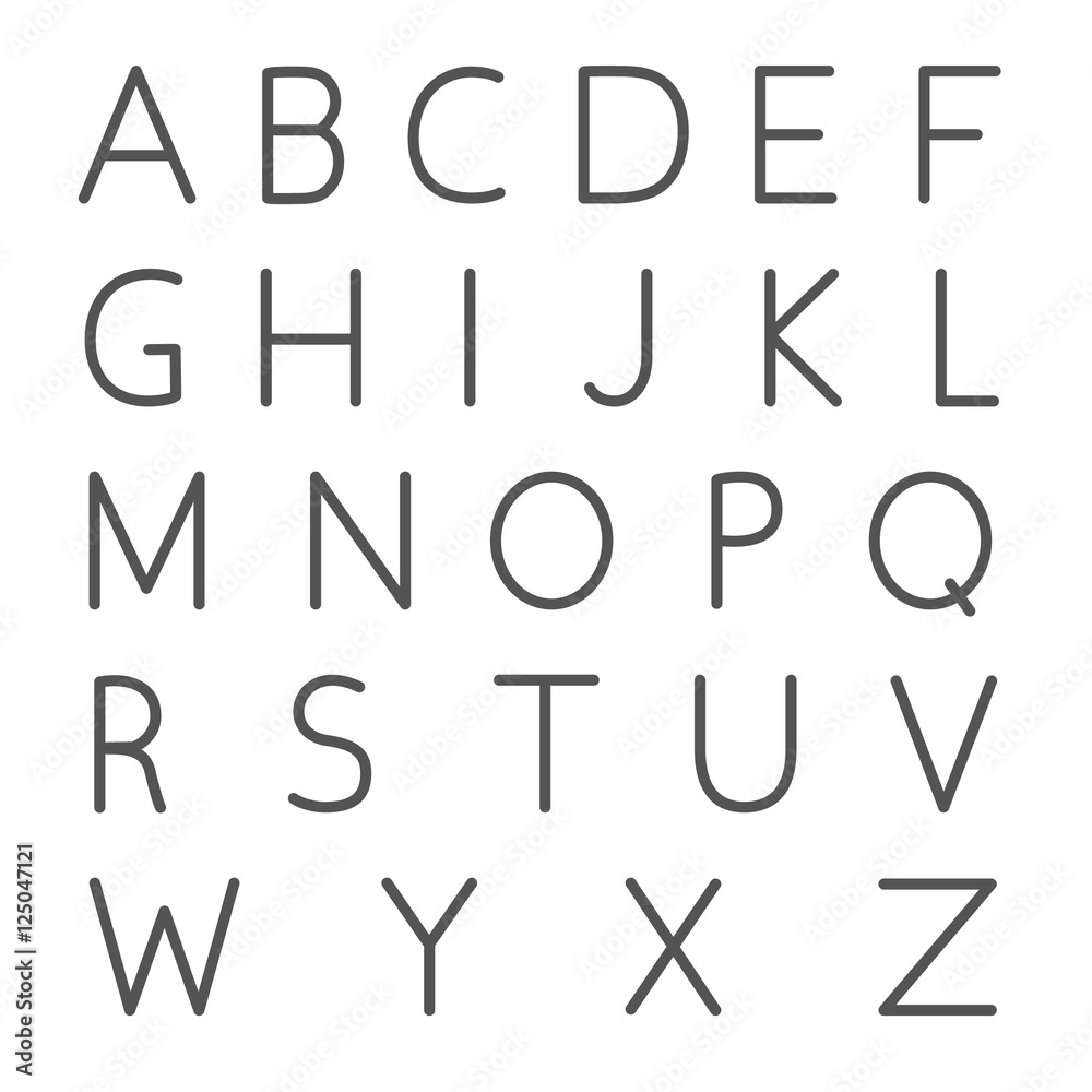alphabet, thin line design. linear letters collection. English alphabet,  isolated vector illustration vector de Stock | Adobe Stock