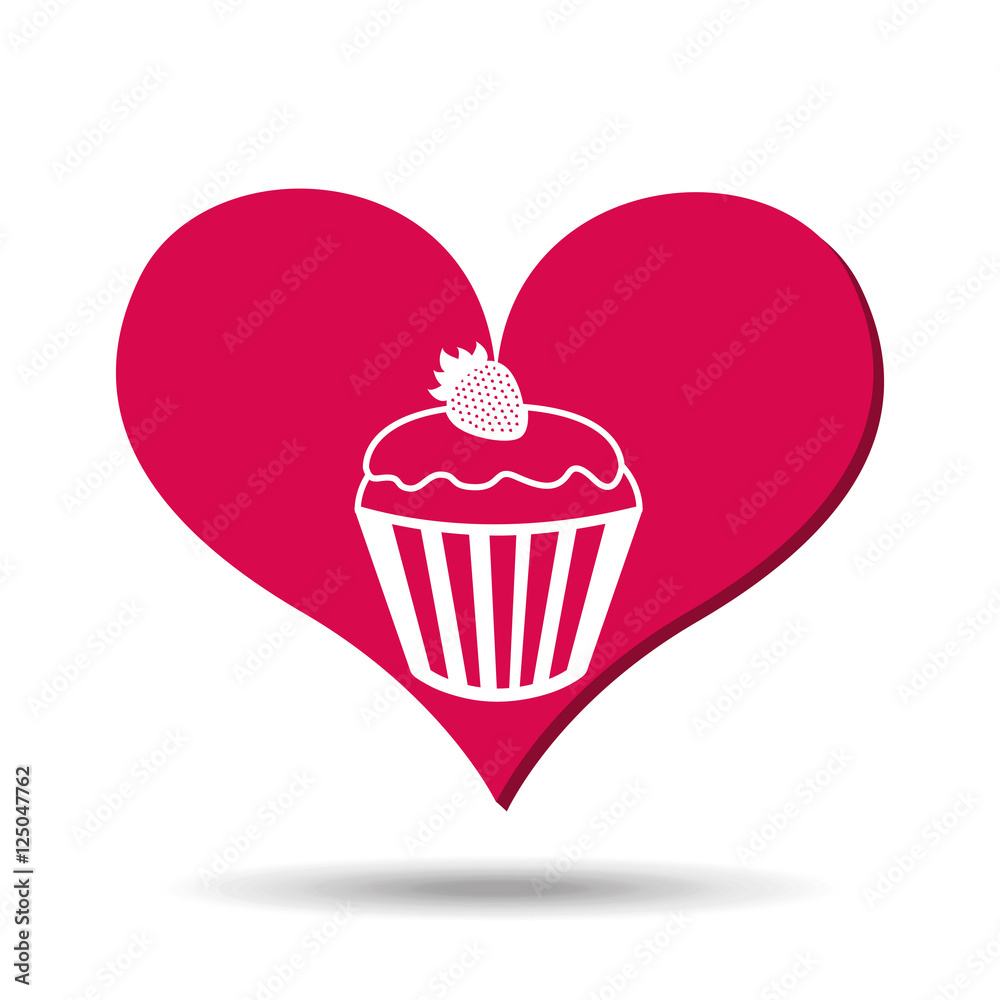 heart red cartoon cupcake strawberry icon design vector illustration heart red cartoon cupcake strawberry icon design vector illustration