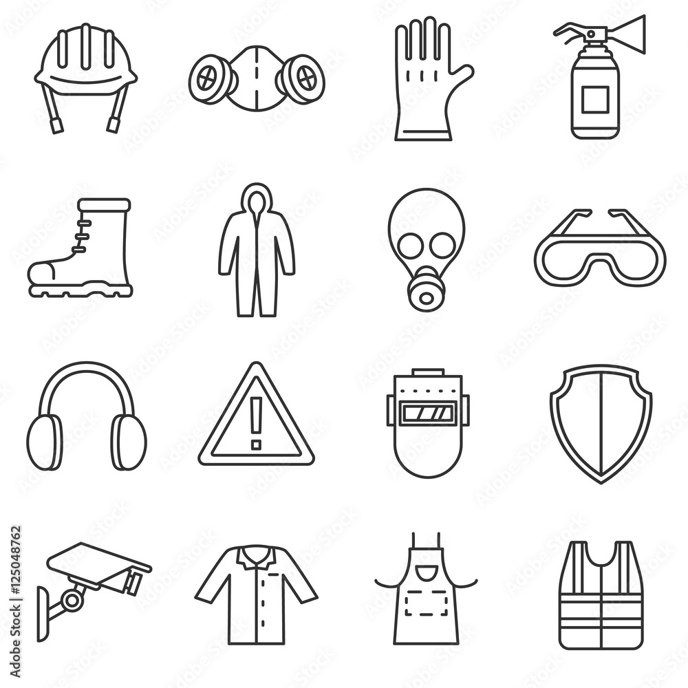 work safety icons set. means and methods of protection in the workplace,  thin line design. safety, linear symbols collection. isolated vector  illustration. Stock Vector | Adobe Stock