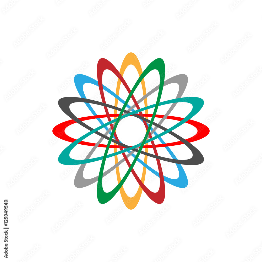 Eco icon abstract symbol. Vector illustration isolated on the light background.Geometric symbol of the complex structure. Beauty concept. Vivid colors plant logo. Smooth shape.Plain flat style colors.