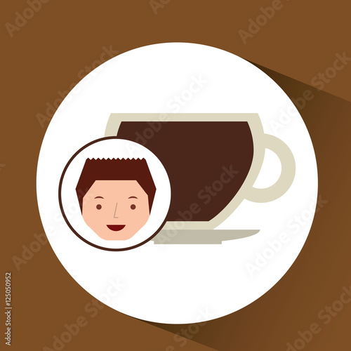 cartoon guy with cup coffee hot design icon vector illustration