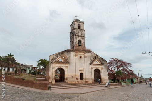 Old colonial church on a square in Trinidad  Cuba