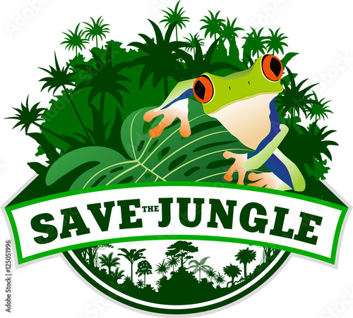 Vector Jungle Emblem with Frog 