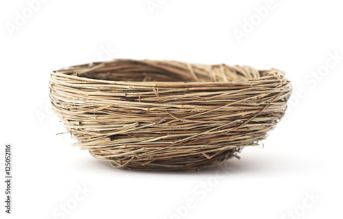 Isolated bird's nest on a white background. 