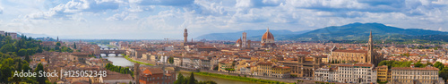 Cityscape panorama of Arno river, towers and cathedrals of Florence