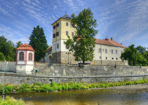 Horazdovice - Renaissance castle and Otava River. Horazdovice is a town in the Plzen Region of the Czech Republic. It lies on the Otava River. photo