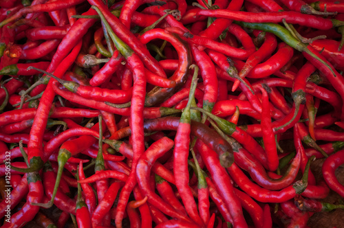 Hot Chili Peppers In Market