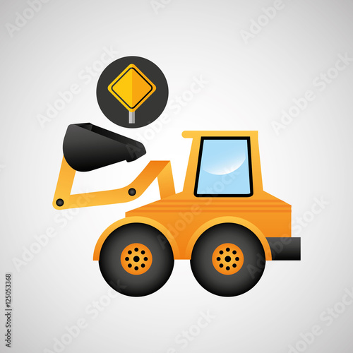 excavator wheeled machinery sing tool vector illustration