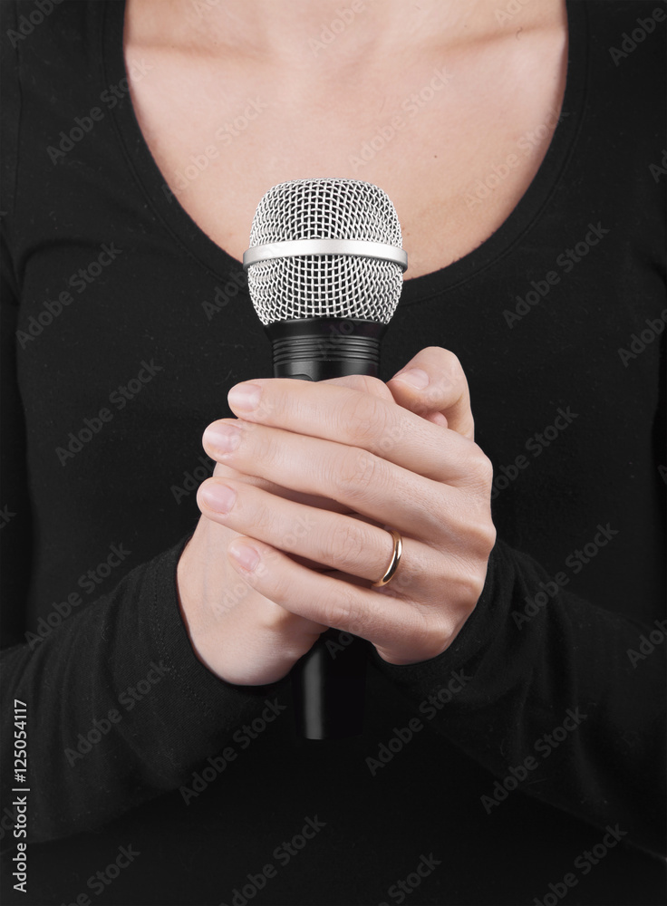 Microfono in mano intervista o casting o cantante Stock Photo | Adobe Stock