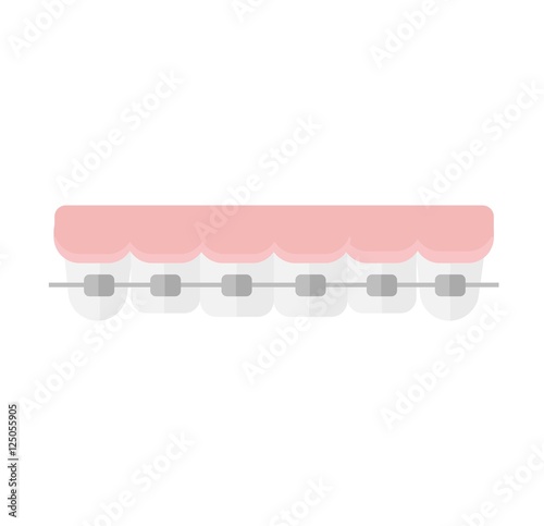 Teeth dental mouth with care braces vector.