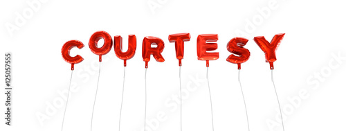 Εκτύπωση καμβά COURTESY - word made from red foil balloons - 3D rendered