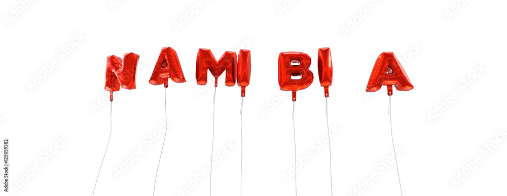 Fototapeta premium NAMIBIA - word made from red foil balloons - 3D rendered. Can be used for an online banner ad or a print postcard.