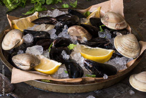 Clams and Mussels on Ice