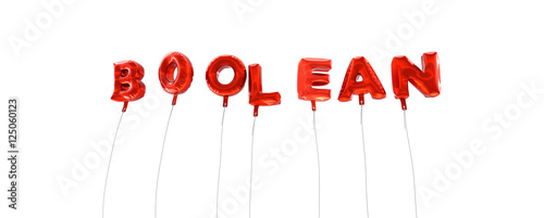 Foto BOOLEAN - word made from red foil balloons - 3D rendered