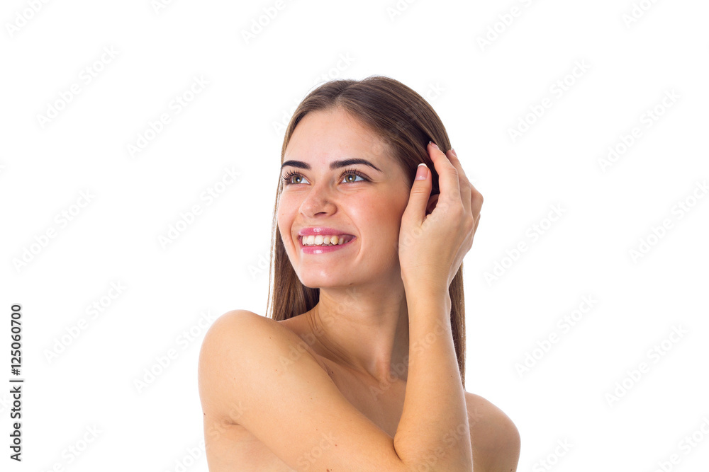 Young woman with long brown hair Young woman with long brown hair