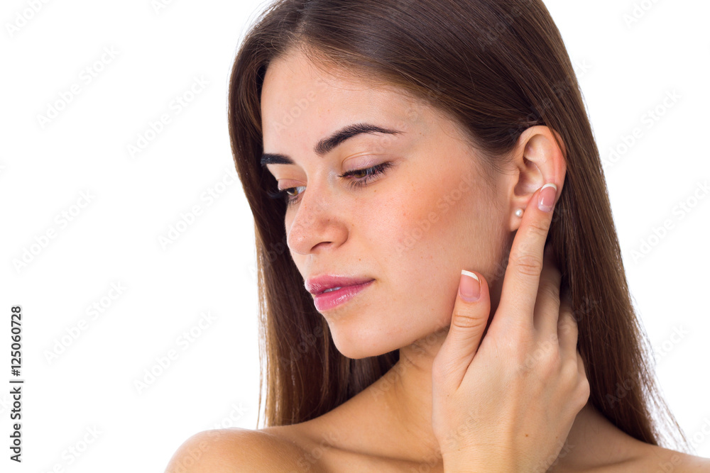 Young woman with long brown hair Young woman with long brown hair