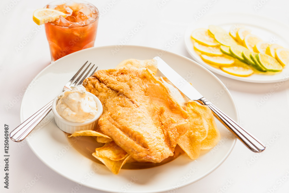 fried Pacific cod with an ice tea fried Pacific cod with an ice tea