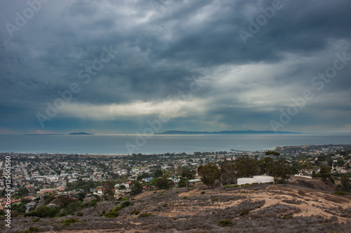 Stormy clouds moving over the Channel Islands horizon.