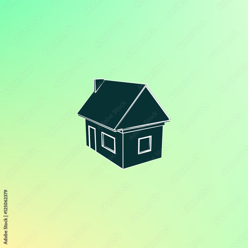 Flat paper cut style icon of house model Flat paper cut style icon of house model