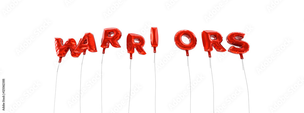 WARRIORS - word made from red foil balloons - 3D rendered. Can be used for an online banner ad or a print postcard. WARRIORS - word made from red foil balloons - 3D rendered. Can be used for an online banner ad or a print postcard.