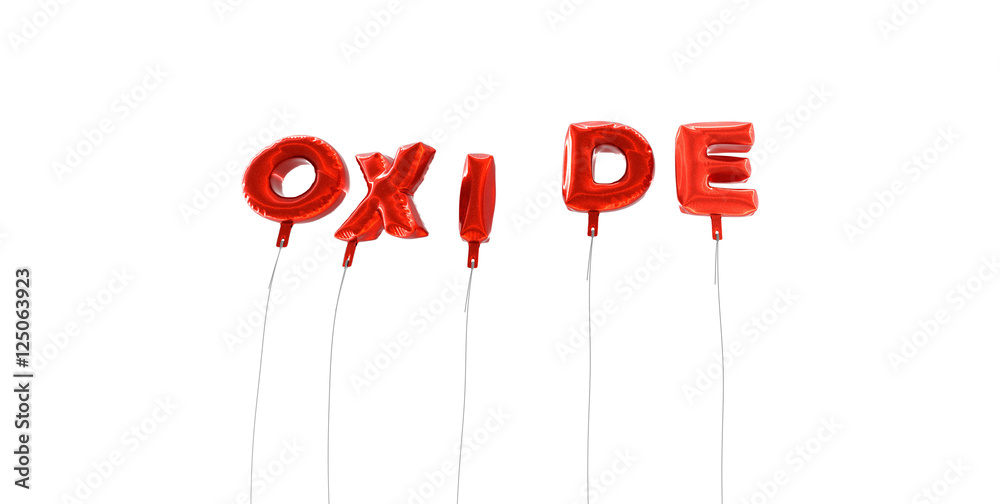 OXIDE - word made from red foil balloons - 3D rendered. Can be used for an online banner ad or a print postcard. OXIDE - word made from red foil balloons - 3D rendered. Can be used for an online banner ad or a print postcard.