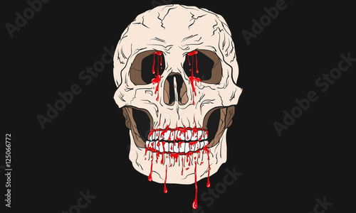 Skull with blood drips / Halloween / Scary vector Illustration