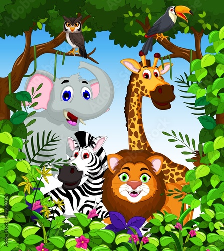 funny animal cartoon collection in the jungle #125069394