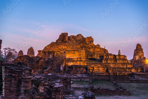 Ayutthaya temple at night.