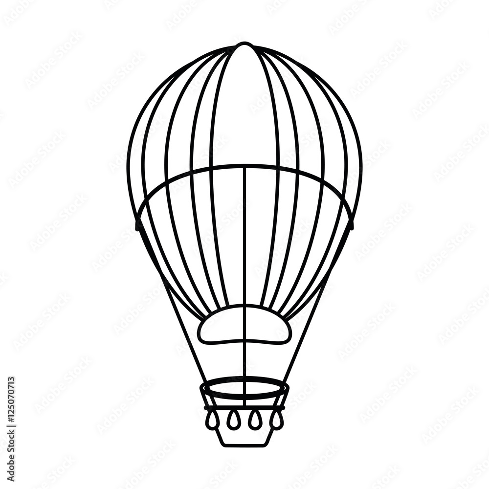 Naklejka premium Hot air balloon icon. transportation vehicle travel and trip theme. Isolated and silhouette design. Vector illustration