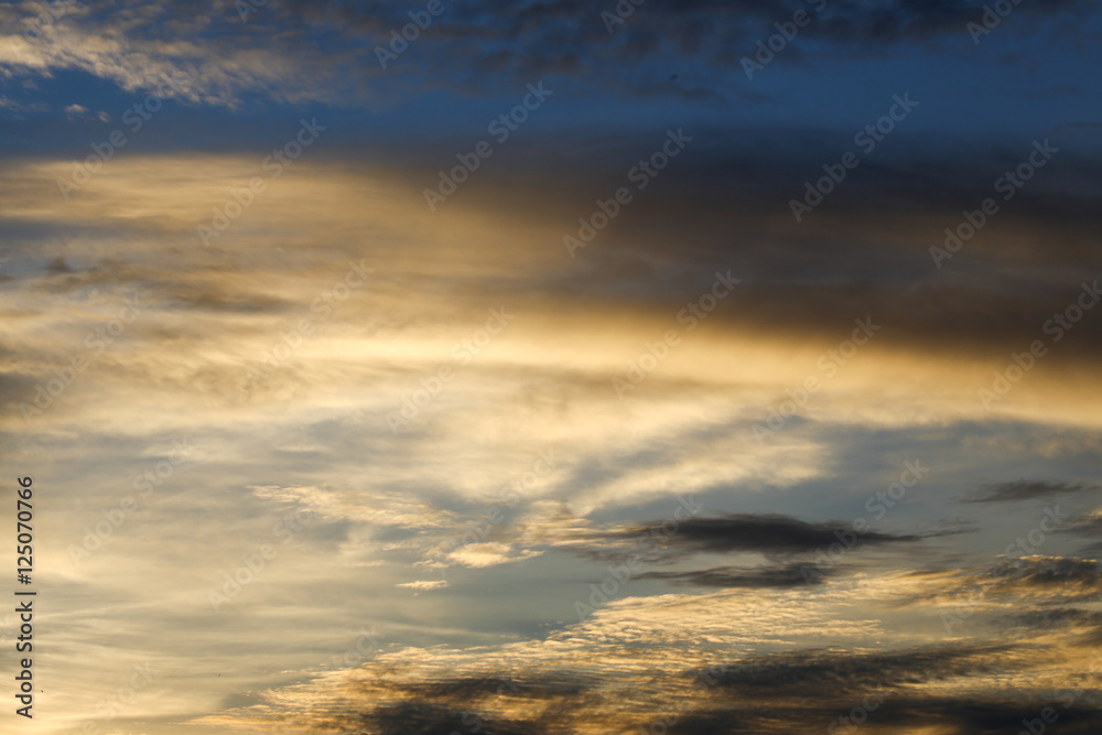 Sunset sky and cloud evening background.
