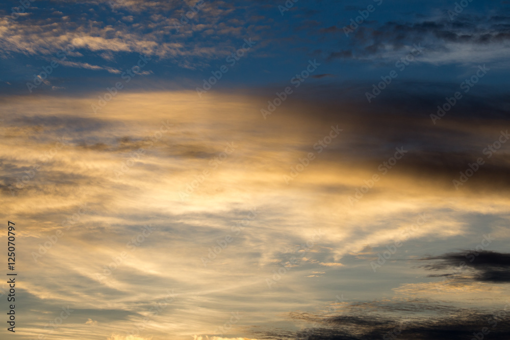 Sunset sky and cloud evening background.