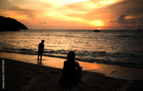 Holiday in Thailand - Beautiful Island of Koh Lipe Sunset with c