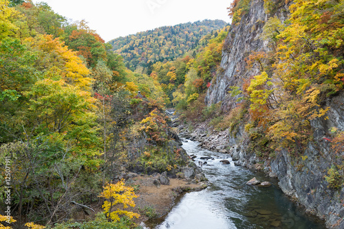 Jozankei, Toyohira River, Hokkaido, Japan in the fall season