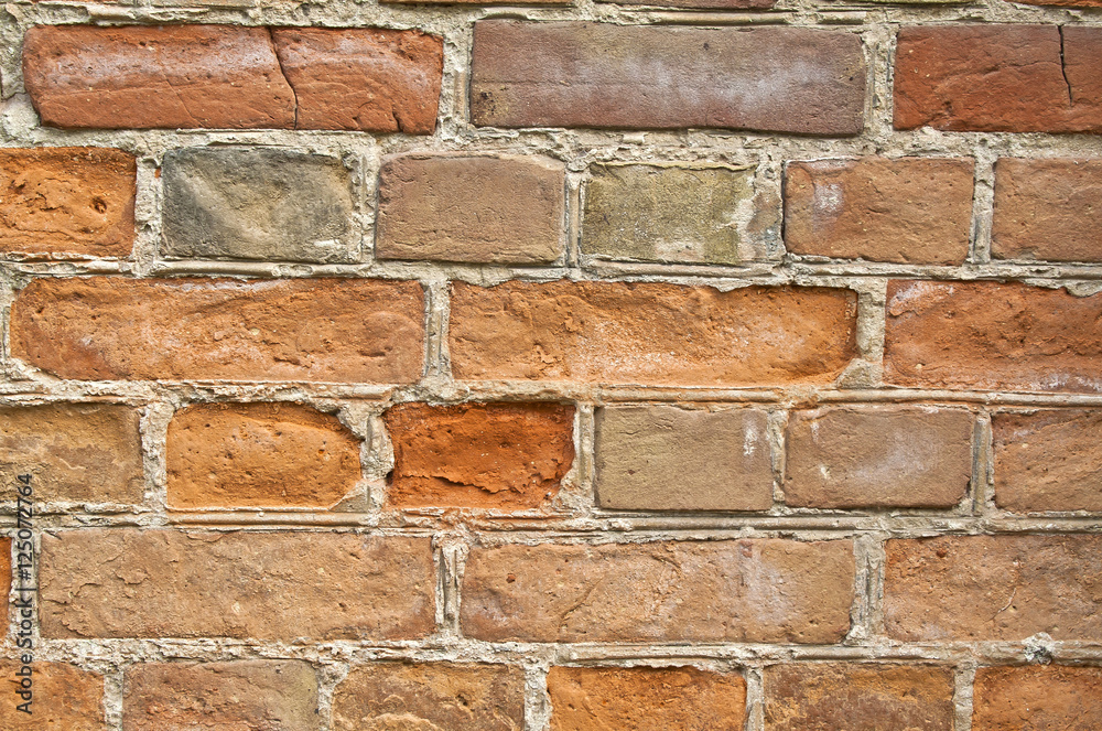 Fototapeta premium Background of old vintage brick wall, close up