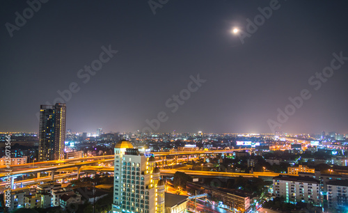 a view over the big asian city of Bangkok , Thailand at nighttim © sorranop01