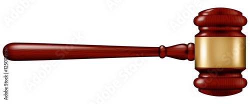 Wooden Judge's gavel. Vector illustration.