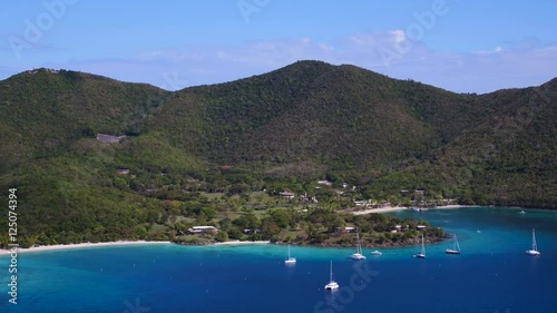 Aerial panning video of Caneel Bay and the North Shore of St John, Virgin Islands photo