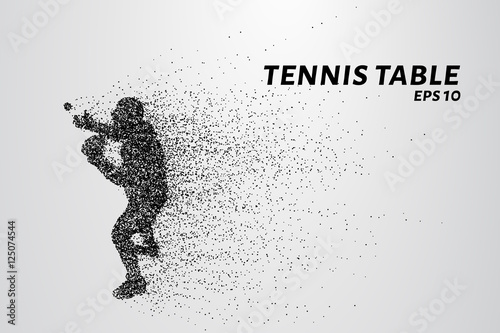 Table tennis from the particles. Tennis consists of circles and points.