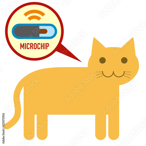microchip in cat sign icon
