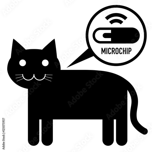 microchip in cat sign icon