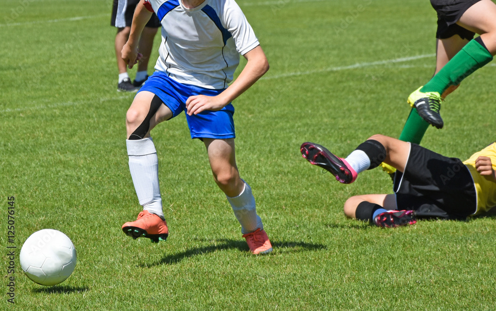 Kids are playing soccer